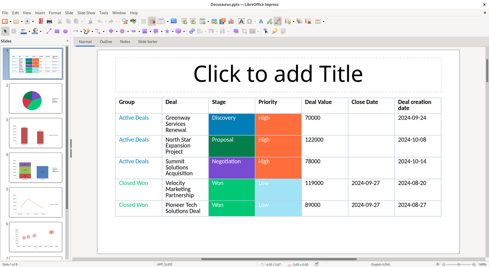 Table Slide Example